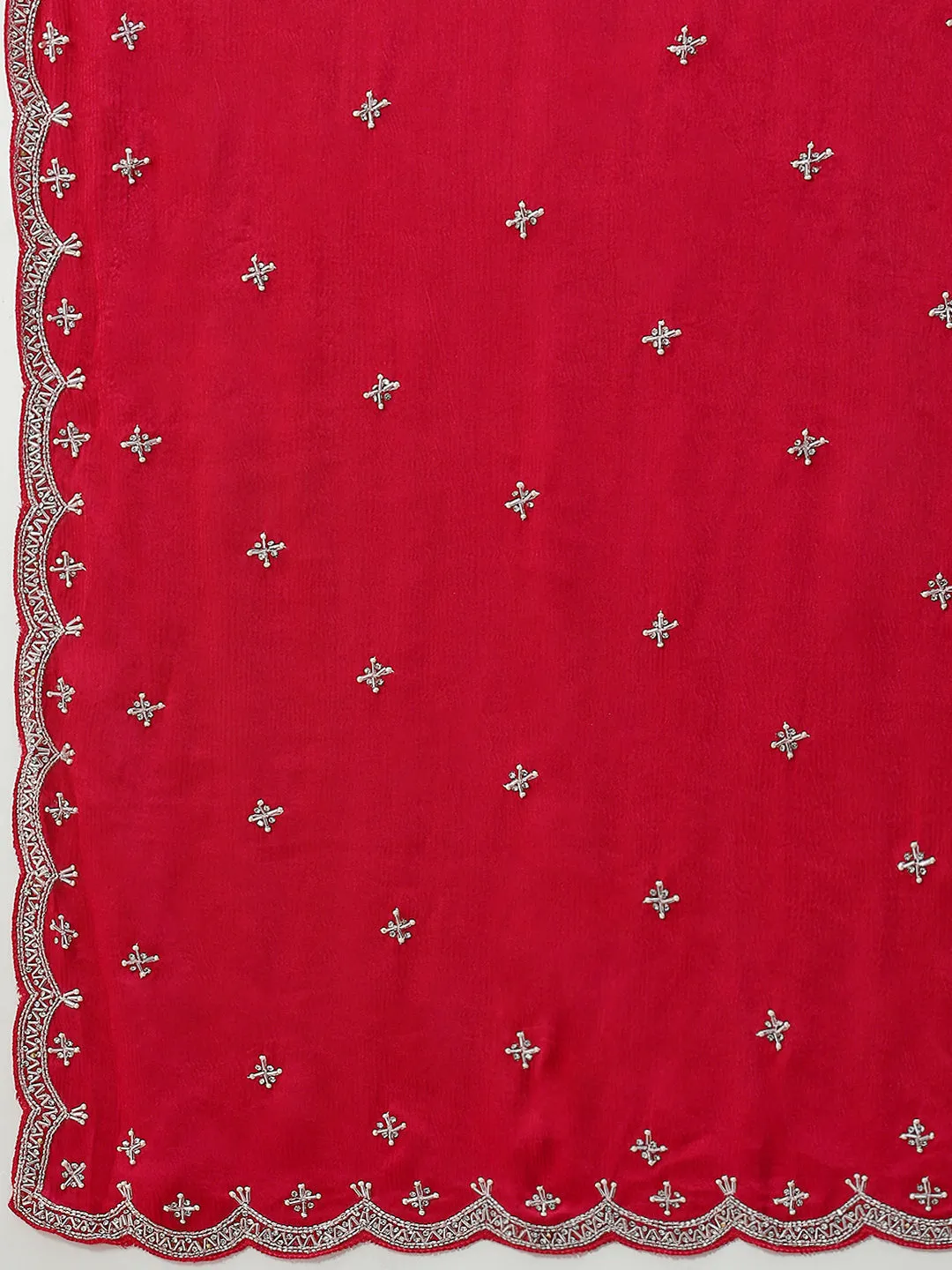 Cutdana Embroidery Chinon Saree