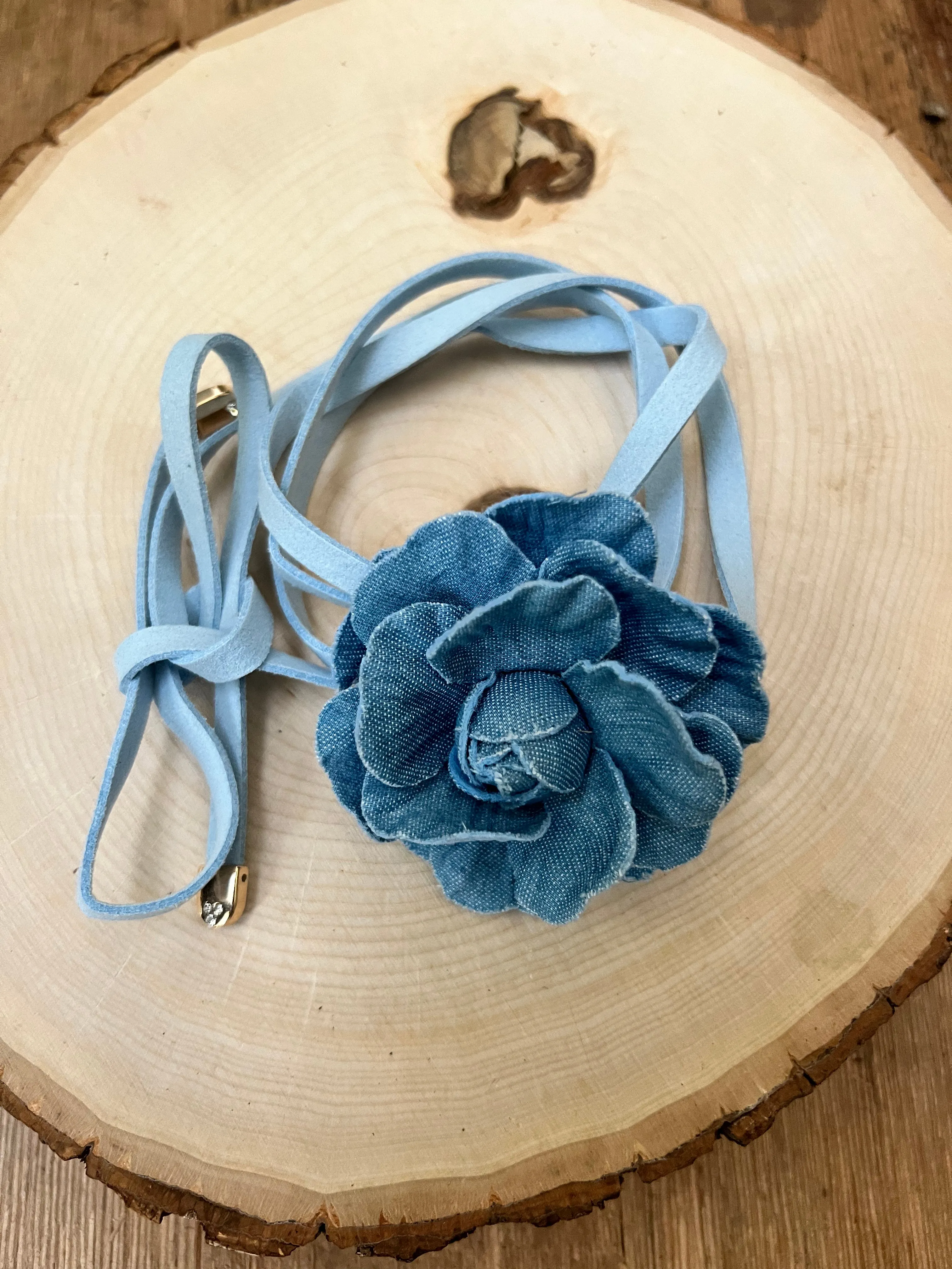 Denim Flower Necklace