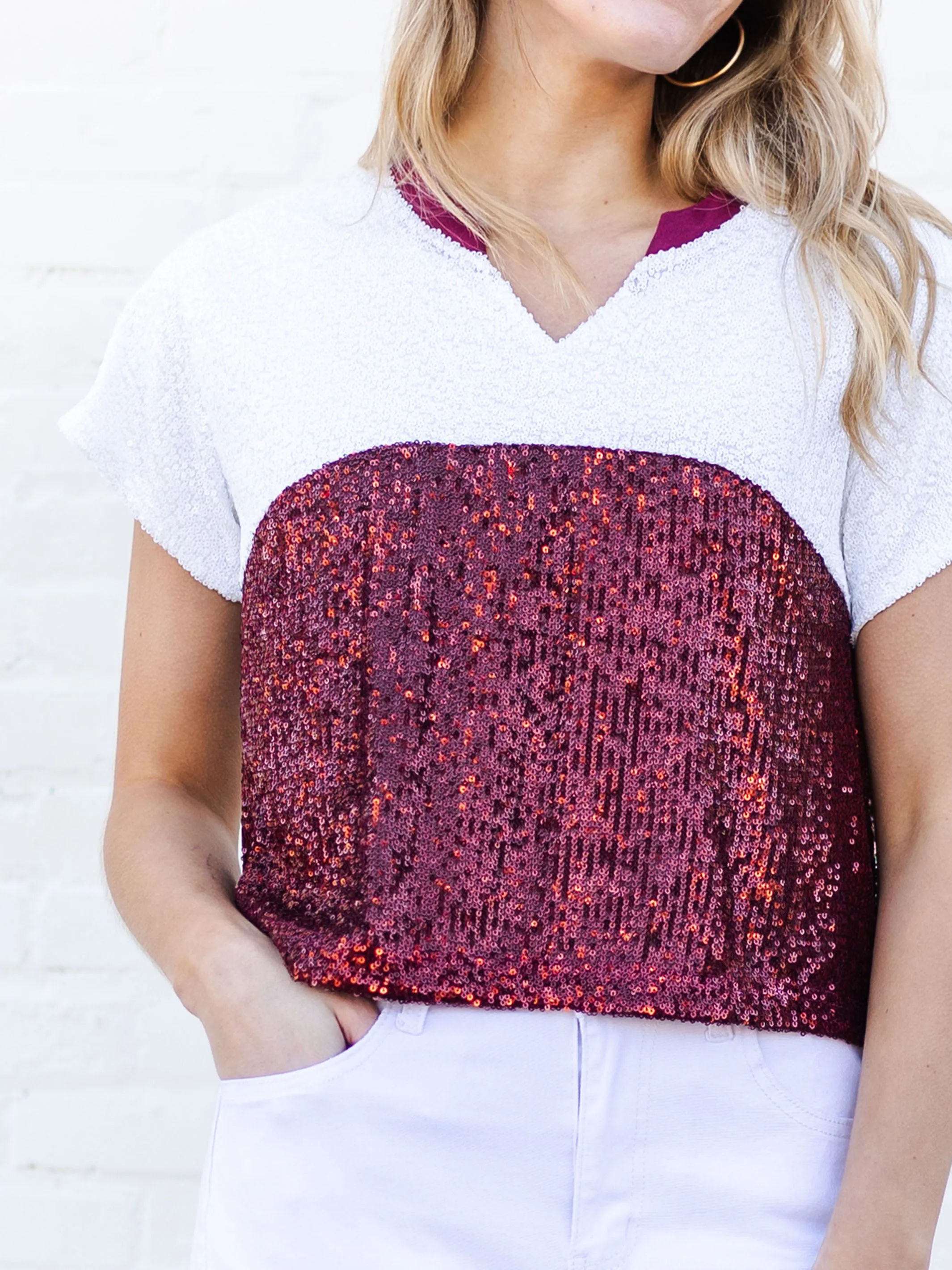 Diane Top | Maroon   White