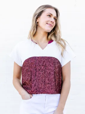 Diane Top | Maroon   White