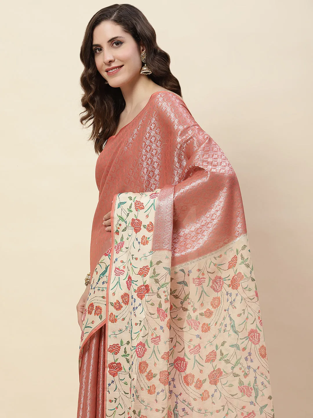 Digital Floral Printed & Woven Handloom Saree