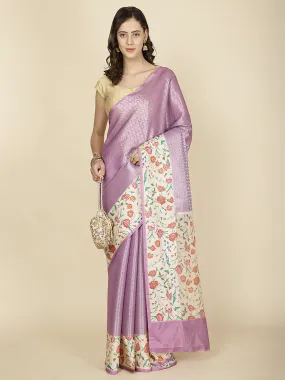 Digital Floral Printed & Woven Handloom Saree