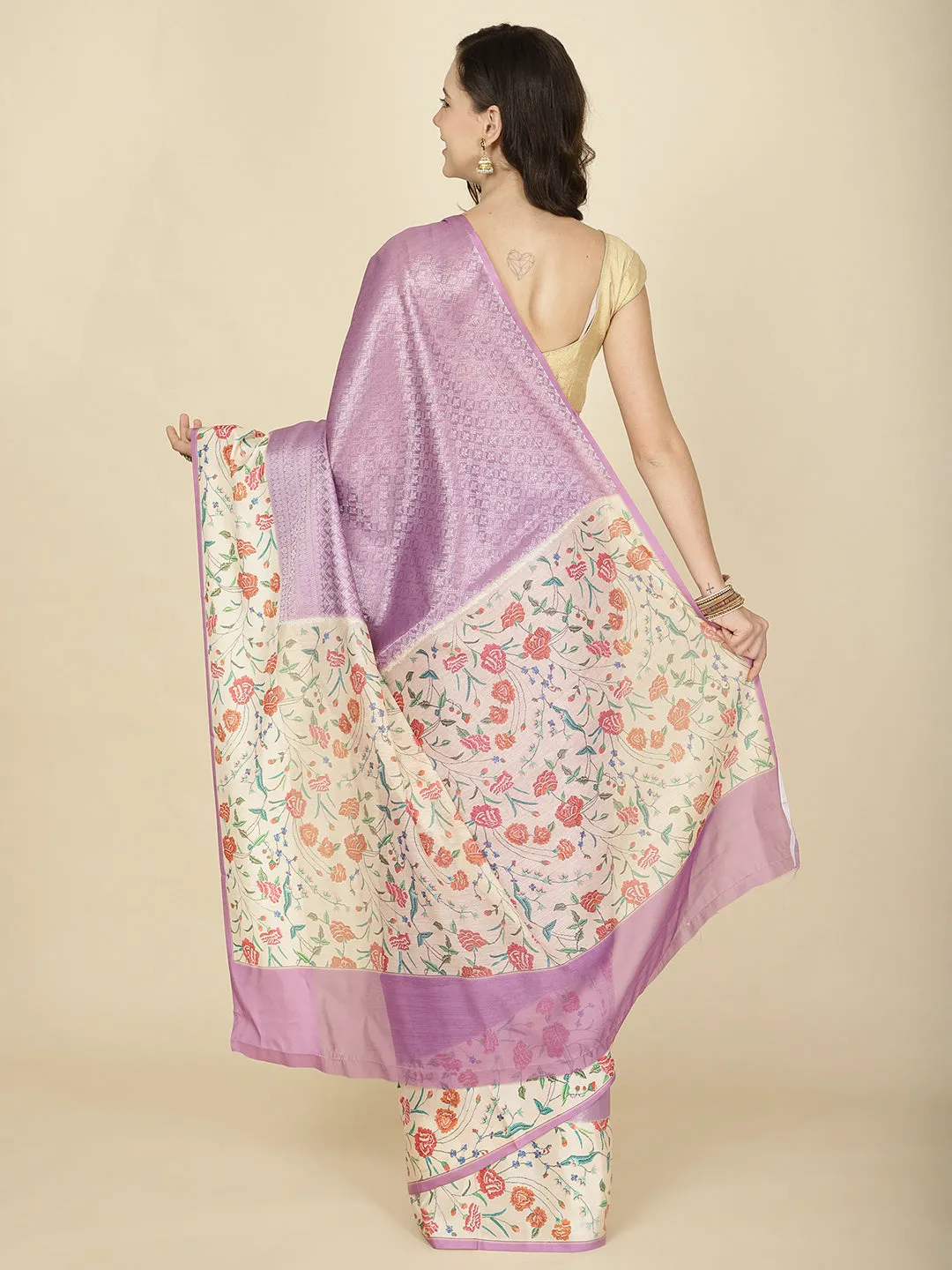 Digital Floral Printed & Woven Handloom Saree