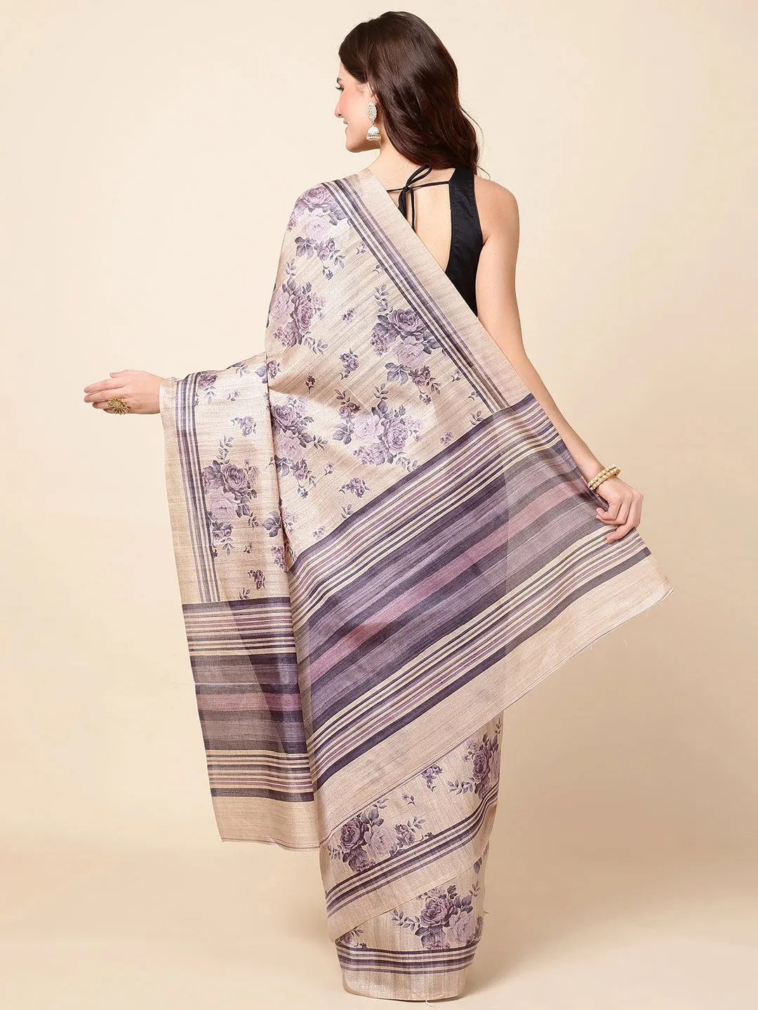 Digital Floral Printed Cotton Saree