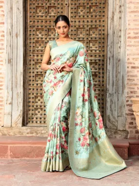 Digital Floral Printed Handloom Saree