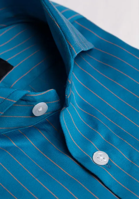 Egyptian Camel Stripes On Teal Blue Shirt