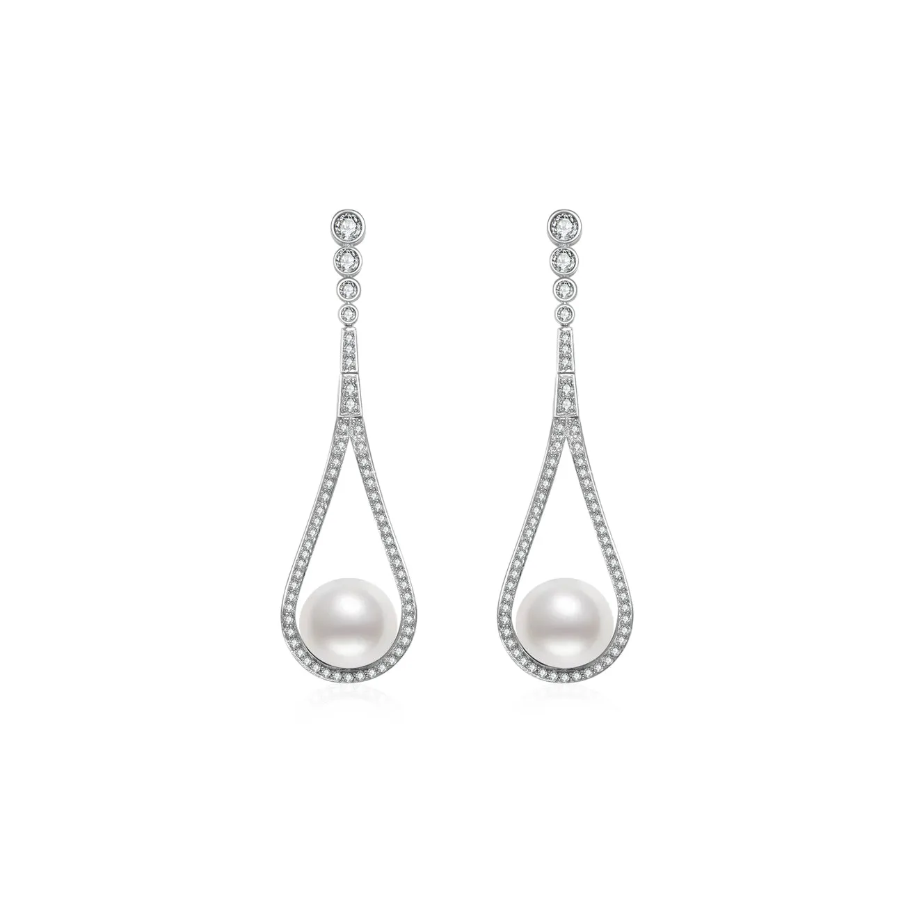 Elegant 18K Solid Gold Freshwater Pearl Earrings KE00009