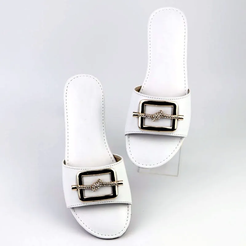 Elegant Buckled Strap Flat Slipper