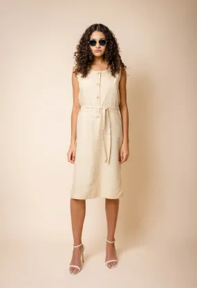 Elle Button Down Dress in Nude