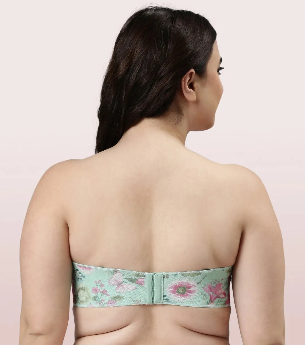 Enamor Full Figure, Strapless & Multi-Way Bra For Women - Padded, Wired Bra For Perfect Shape & Coverage | F074 | Mint Floral