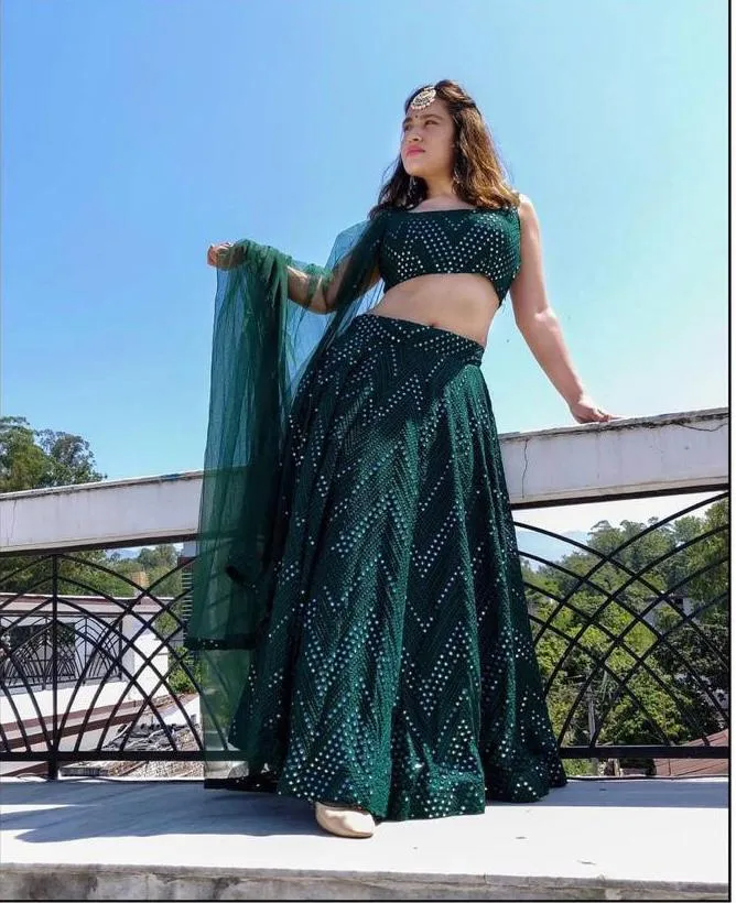 EXCLUSIVE-BRILLIANT-WORK-NET-GREEN-LEHENGA