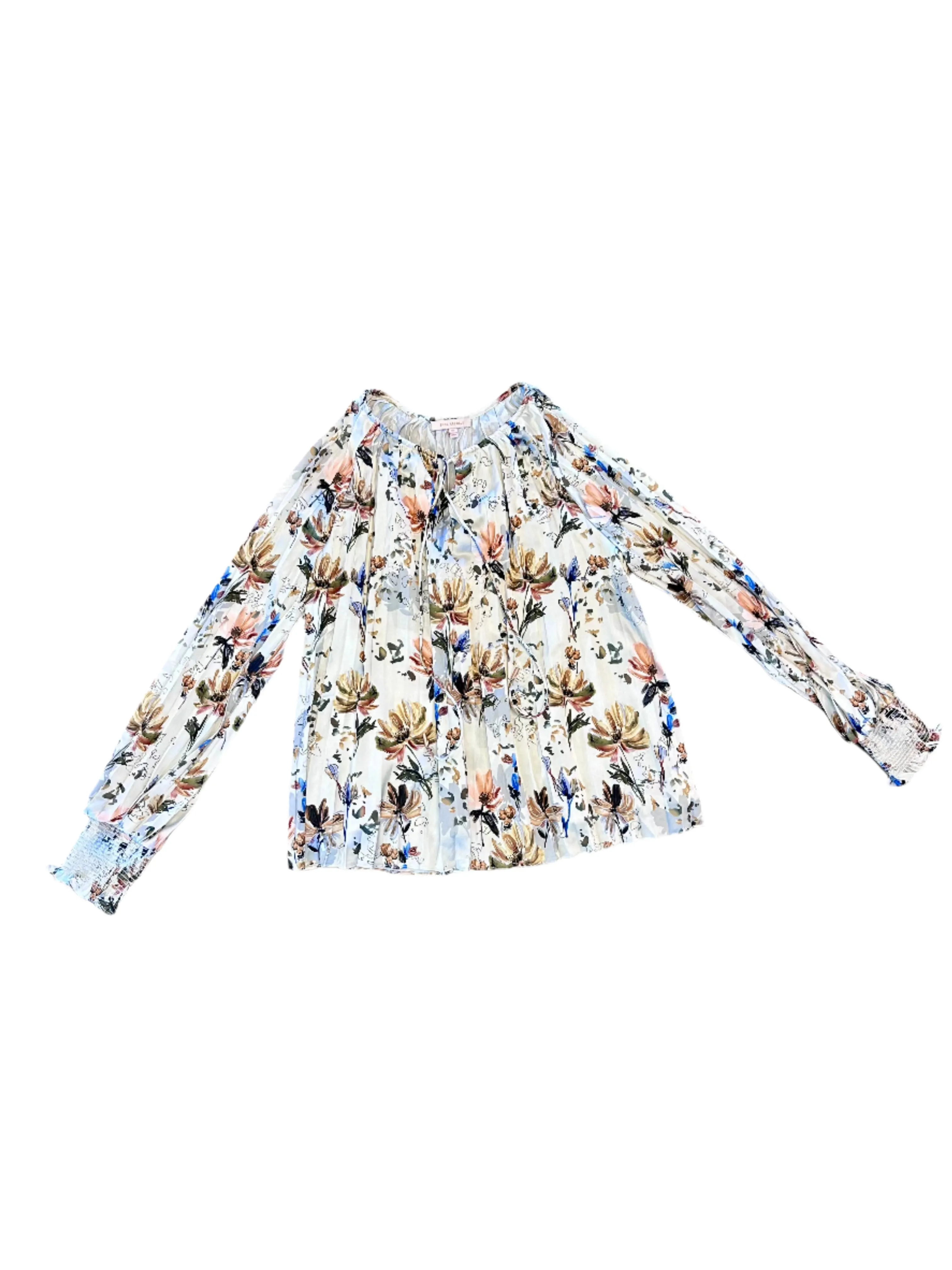 Floral Printed Long Sleeve Blouse in cream by Skies are Blue