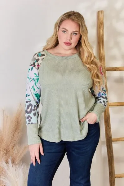 Full Size Printed Round Neck Blouse