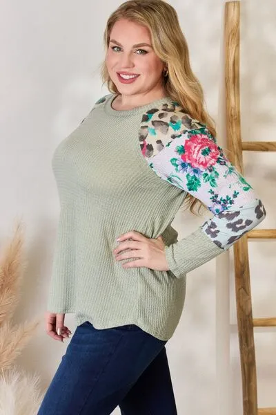 Full Size Printed Round Neck Blouse