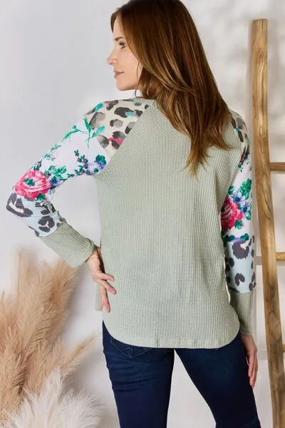 Full Size Printed Round Neck Blouse