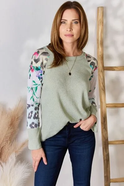 Full Size Printed Round Neck Blouse