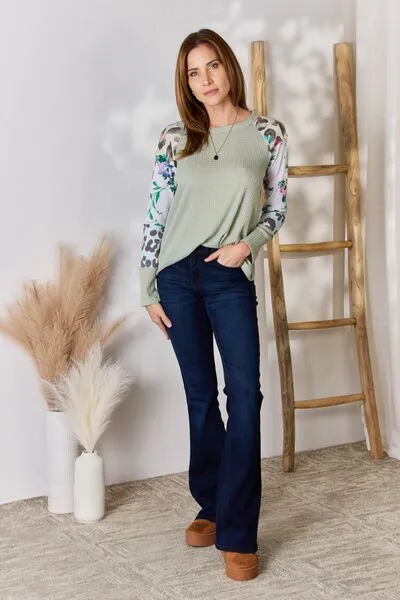 Full Size Printed Round Neck Blouse