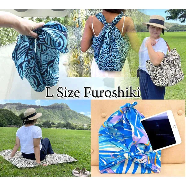 Gift Wrapping Fabric / Furoshiki - Modern Floral Fabric Polycotton | Blue