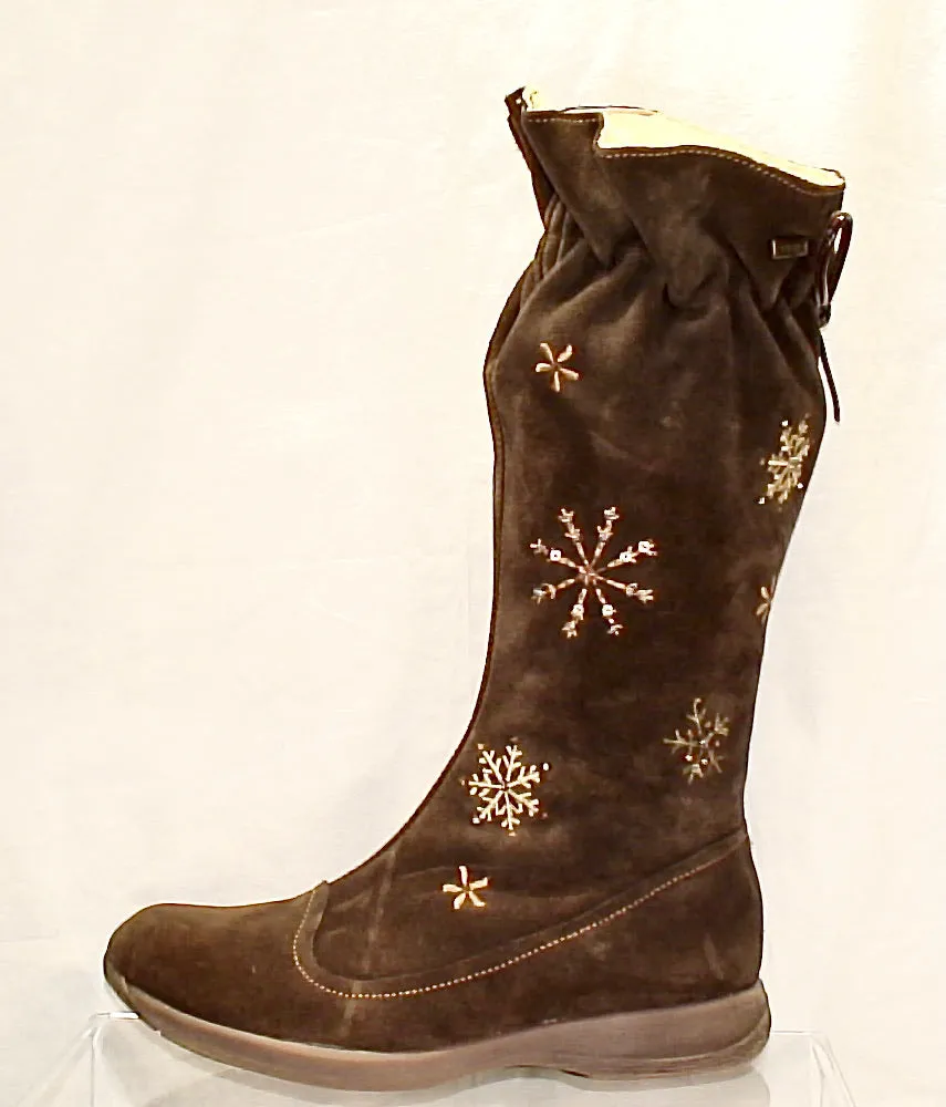 Girl's Primigi  Snowflake Tall Boot  - Brown Suede - 32EU