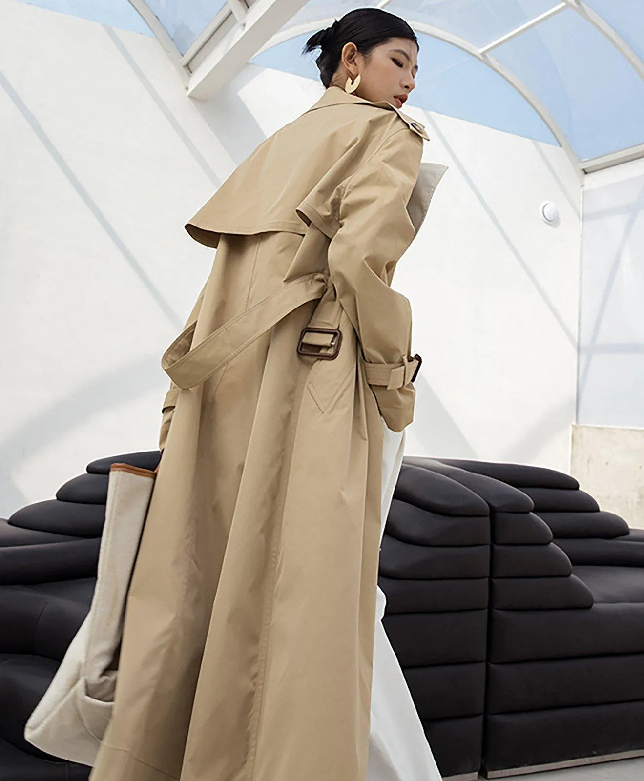 Greta Color Block Belted Wrap Trench Coat