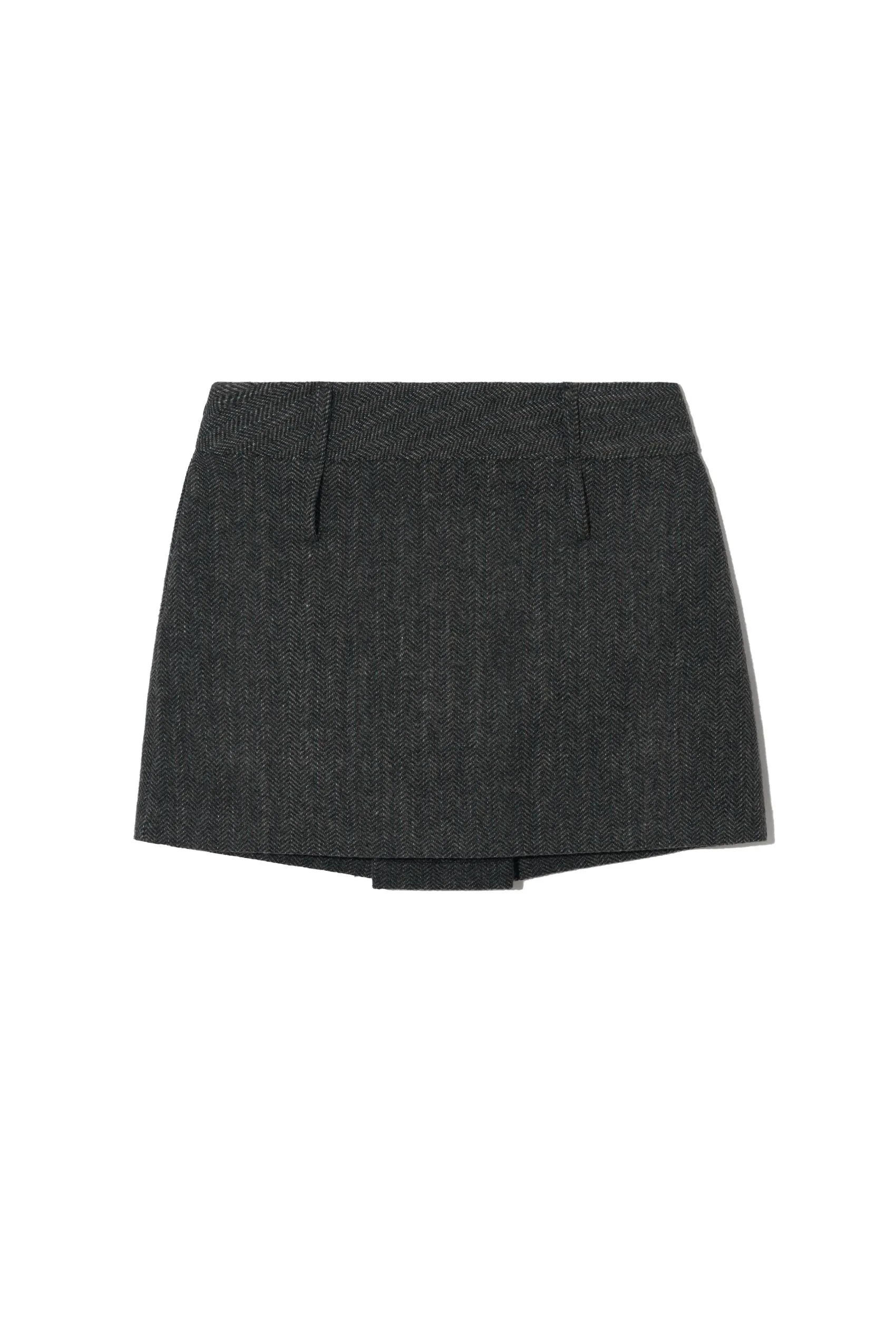 Herringbone Mini Skirt in Charcoal