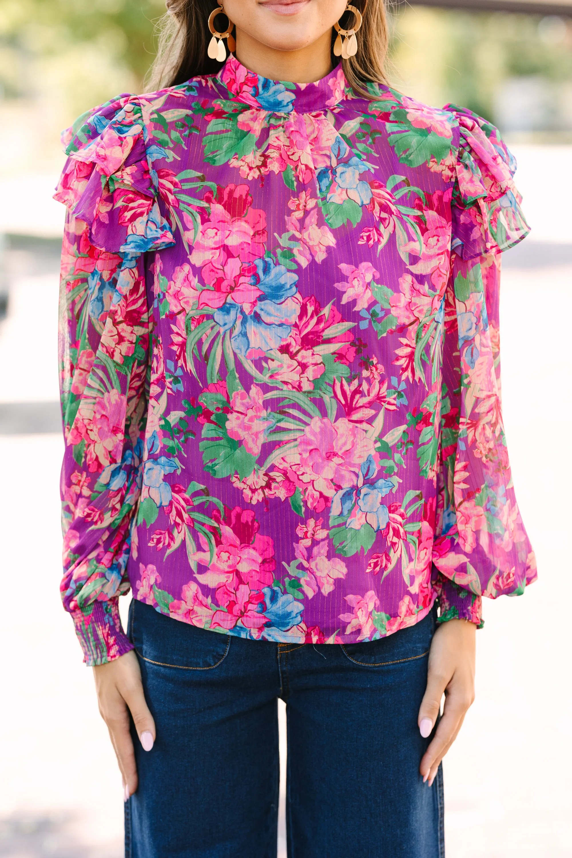 It's Your Life Purple Floral Blouse