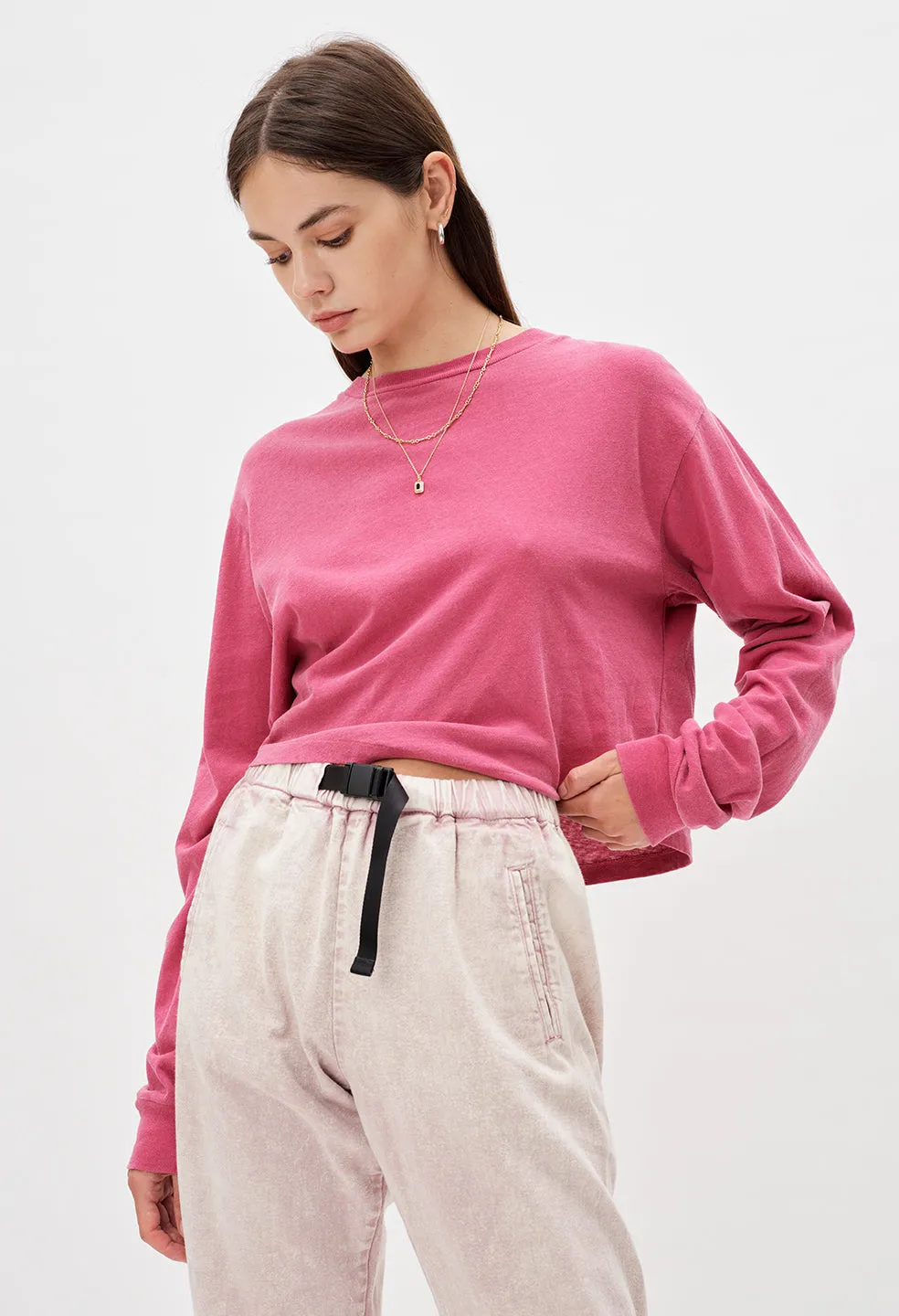 Jersey LS Cropped Tee / Currant