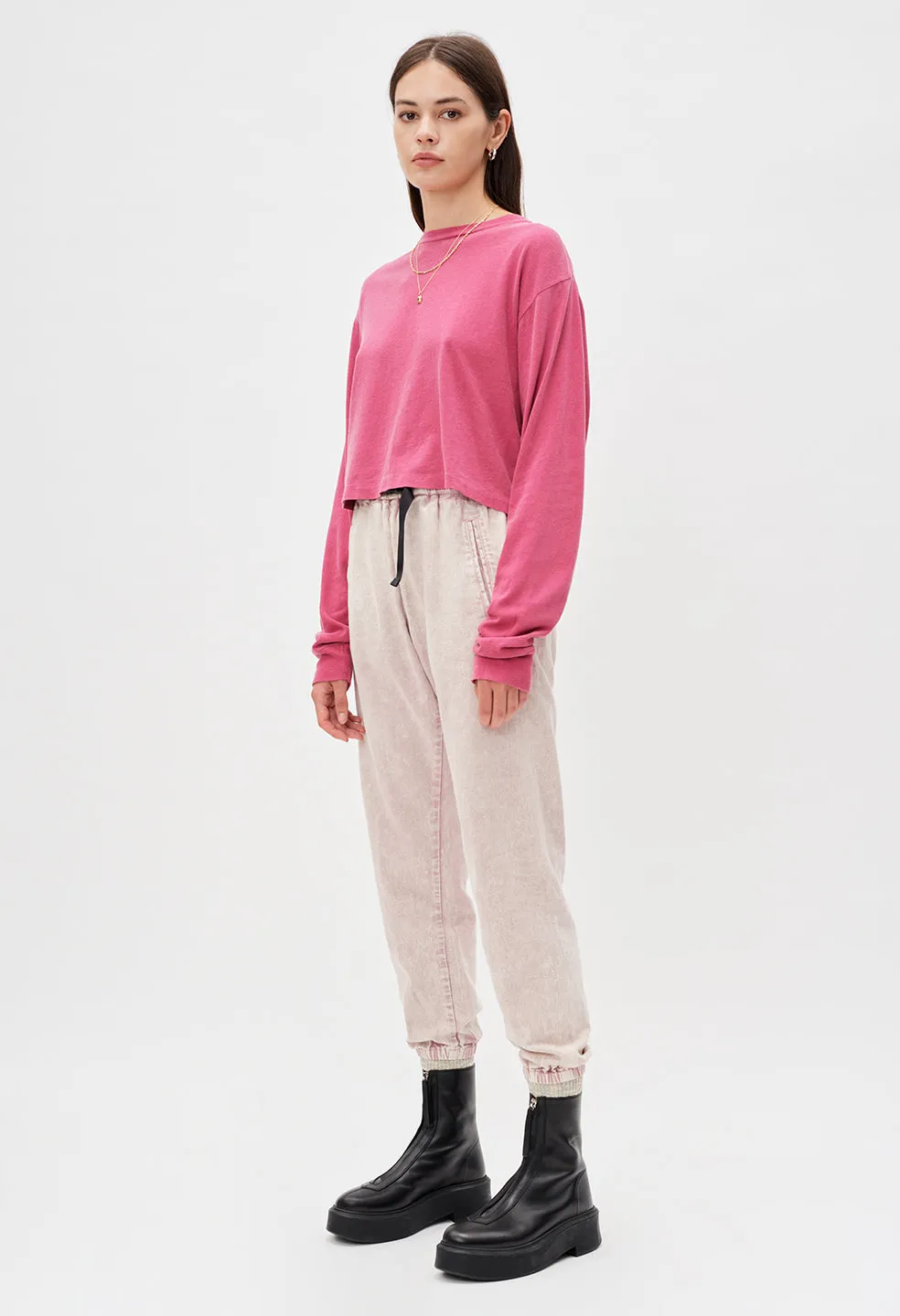 Jersey LS Cropped Tee / Currant