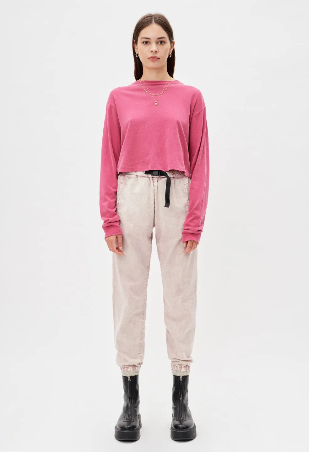 Jersey LS Cropped Tee / Currant