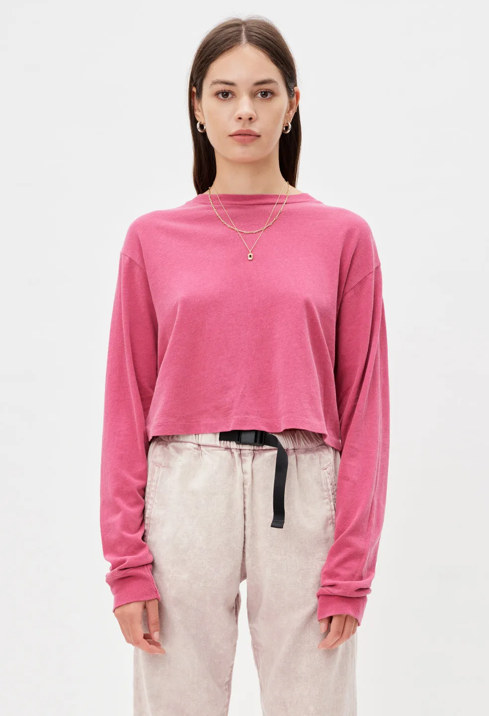 Jersey LS Cropped Tee / Currant