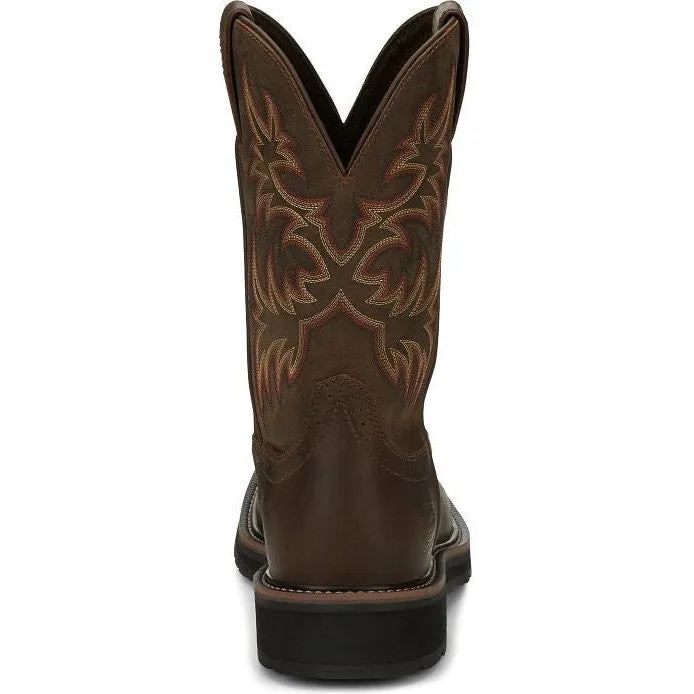 Justin Men's Driller 11 Square Toe Western Work Boot -Brown- SE4683