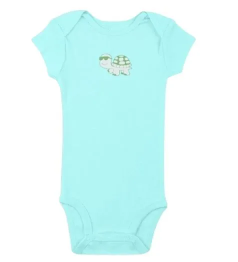 Kaarpas 100% Premium Organic Cotton 2 Piece Hare & Tortoise Print Bodysuit Onesie & Pant Set Blue & Green (KAON1013) (Certified ORGANIC) - 1 Pc (0 To 3 Months)