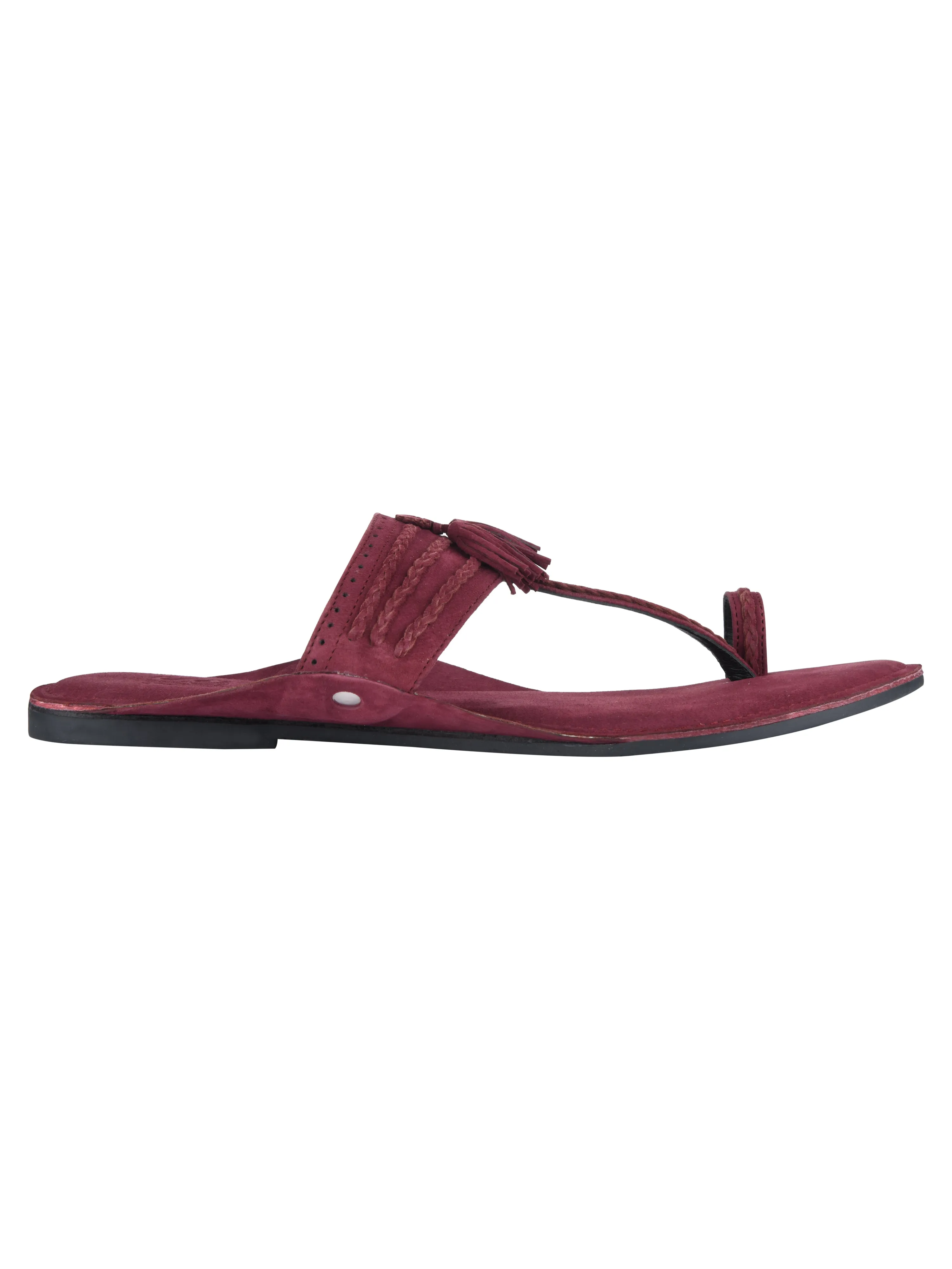 Maroon Braided Kolhapuri For Men