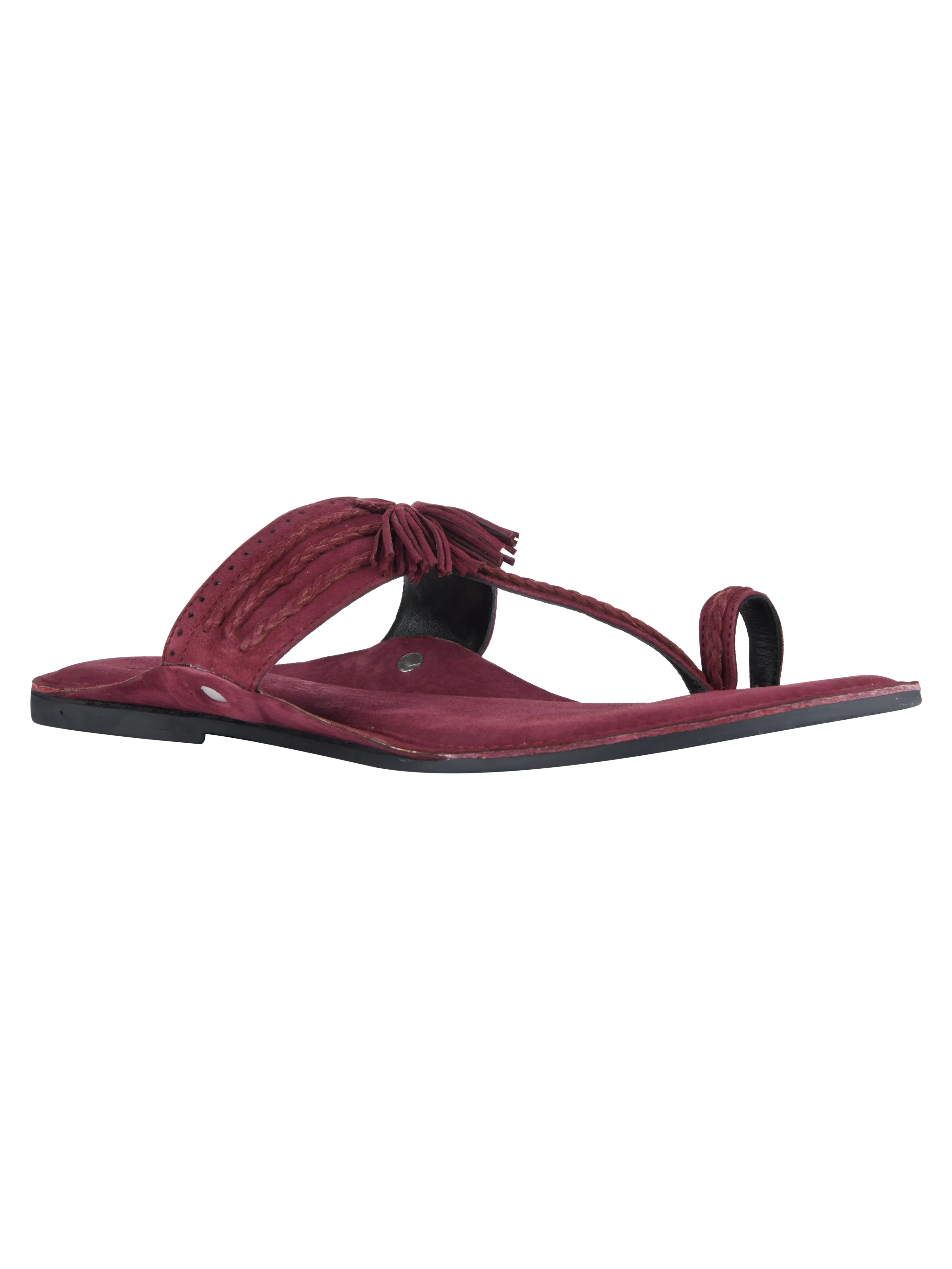 Maroon Braided Kolhapuri For Men