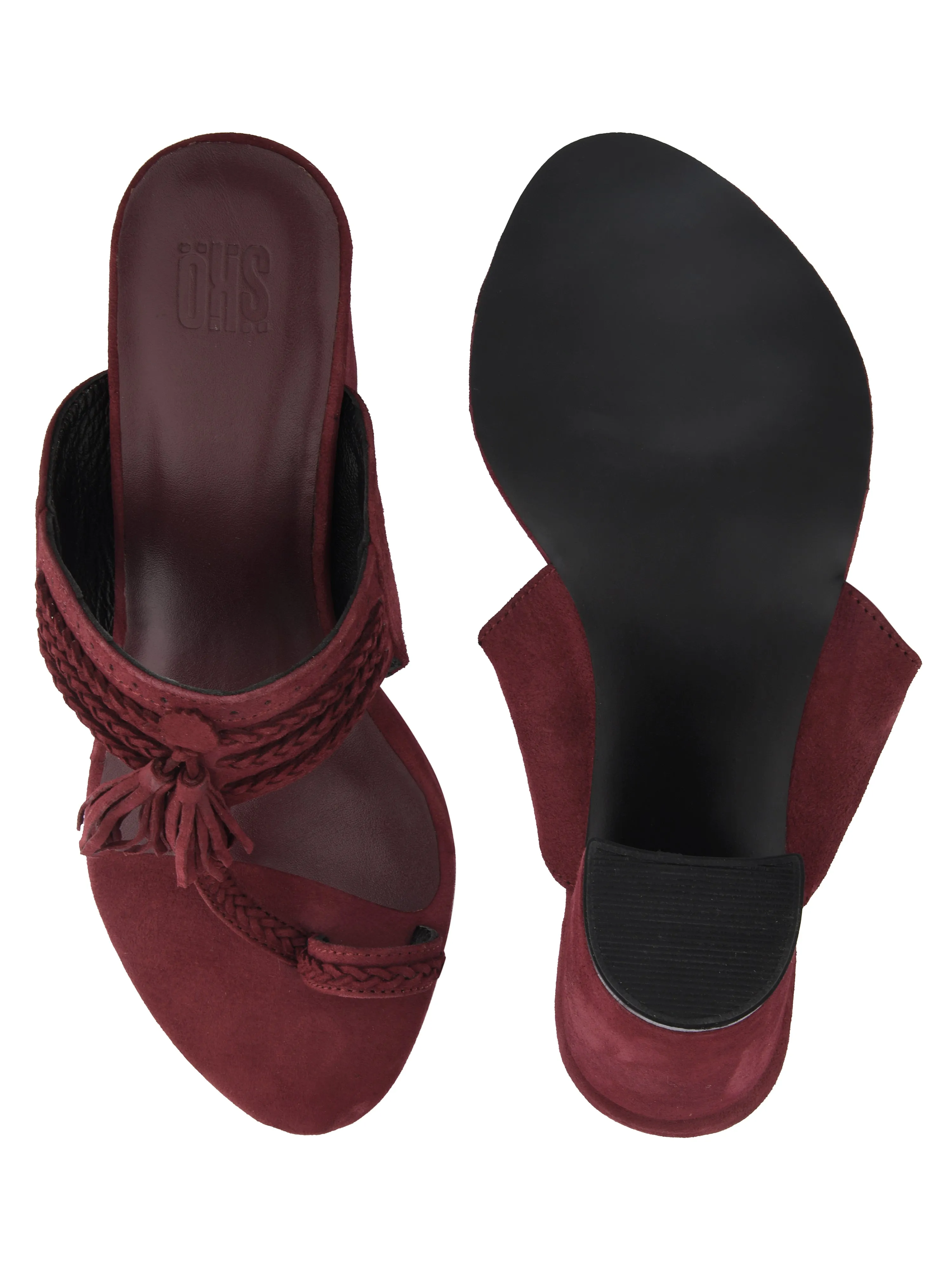 Maroon Kolhapuri Block Heel For Women