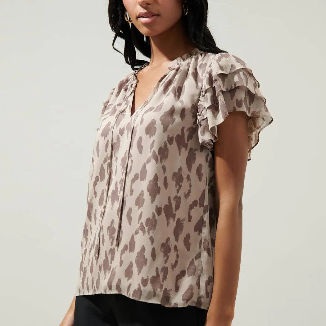 Montie Ruffle Tie Neck Blouse