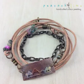 mountain range // metal & leather convertible wrap bracelet