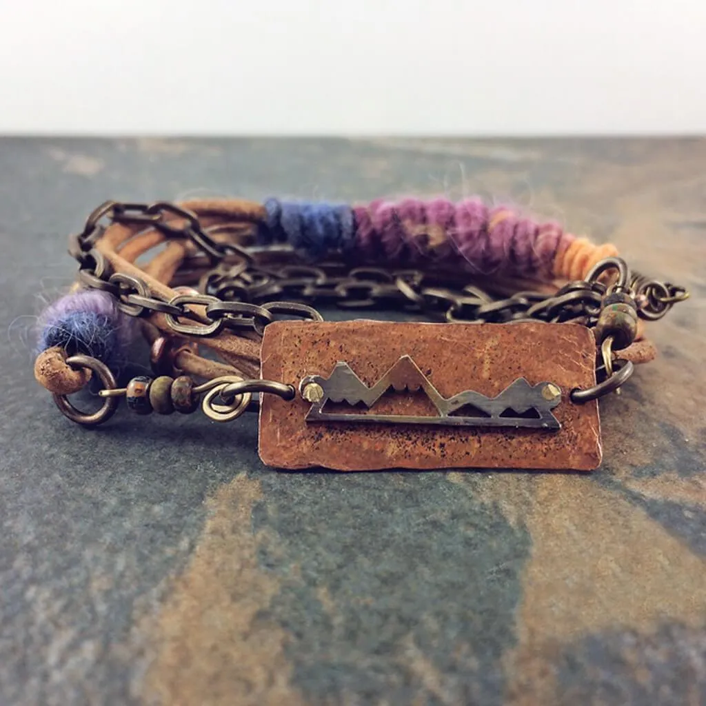 mountain range // metal & leather convertible wrap bracelet