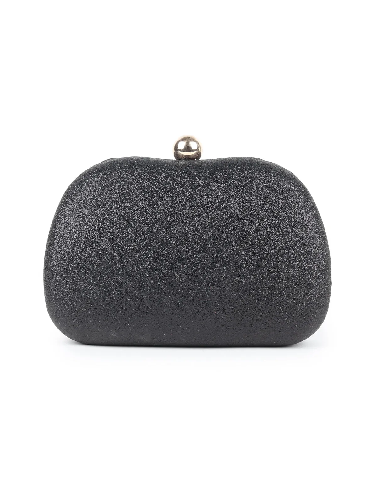 Odette Black Faux Stone Embellished Shimmer Clutch for Women