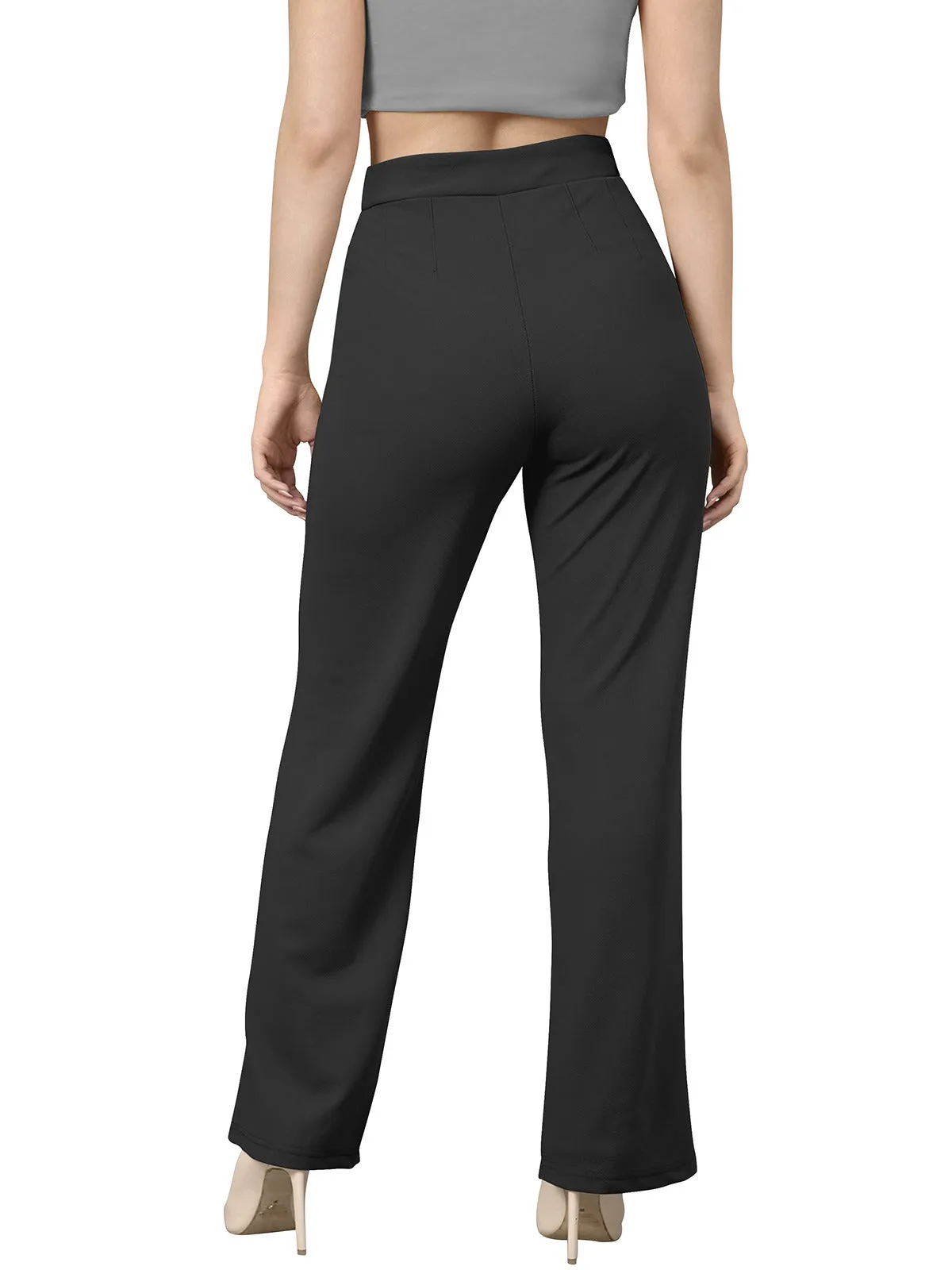 Odette Black Polyester Trouser For Women