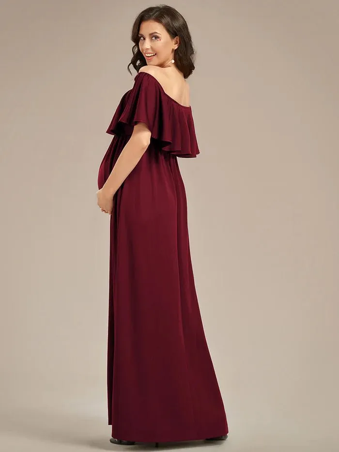 Off Shoulder Pleated A Line Maternity Dresses