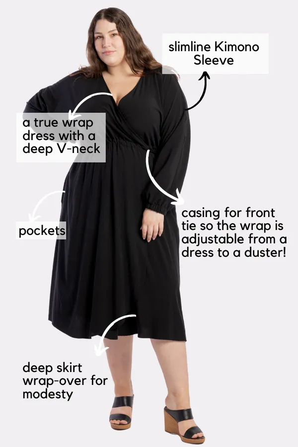 Piece of My Heart Wrap Dress - Black