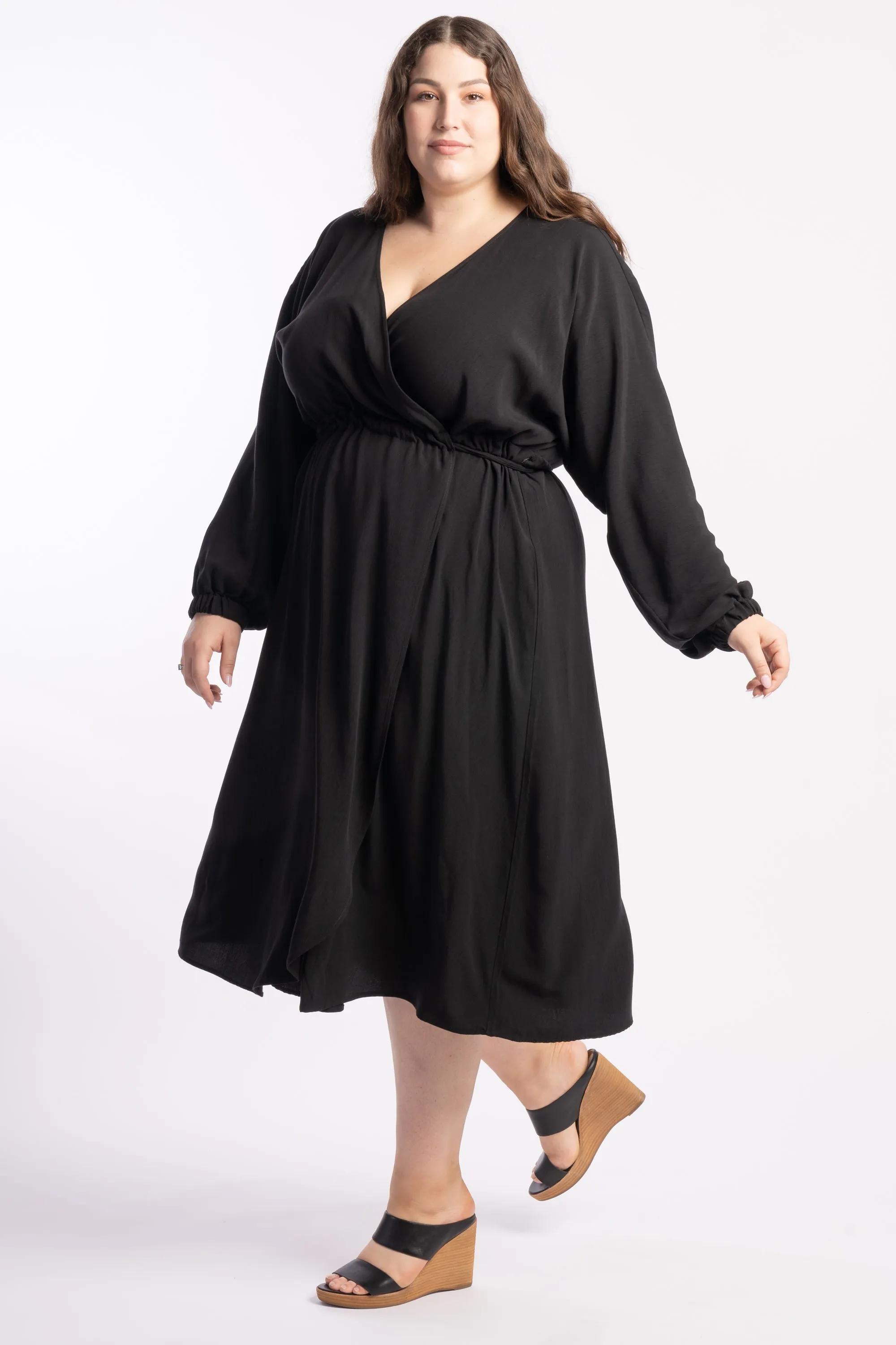 Piece of My Heart Wrap Dress - Black