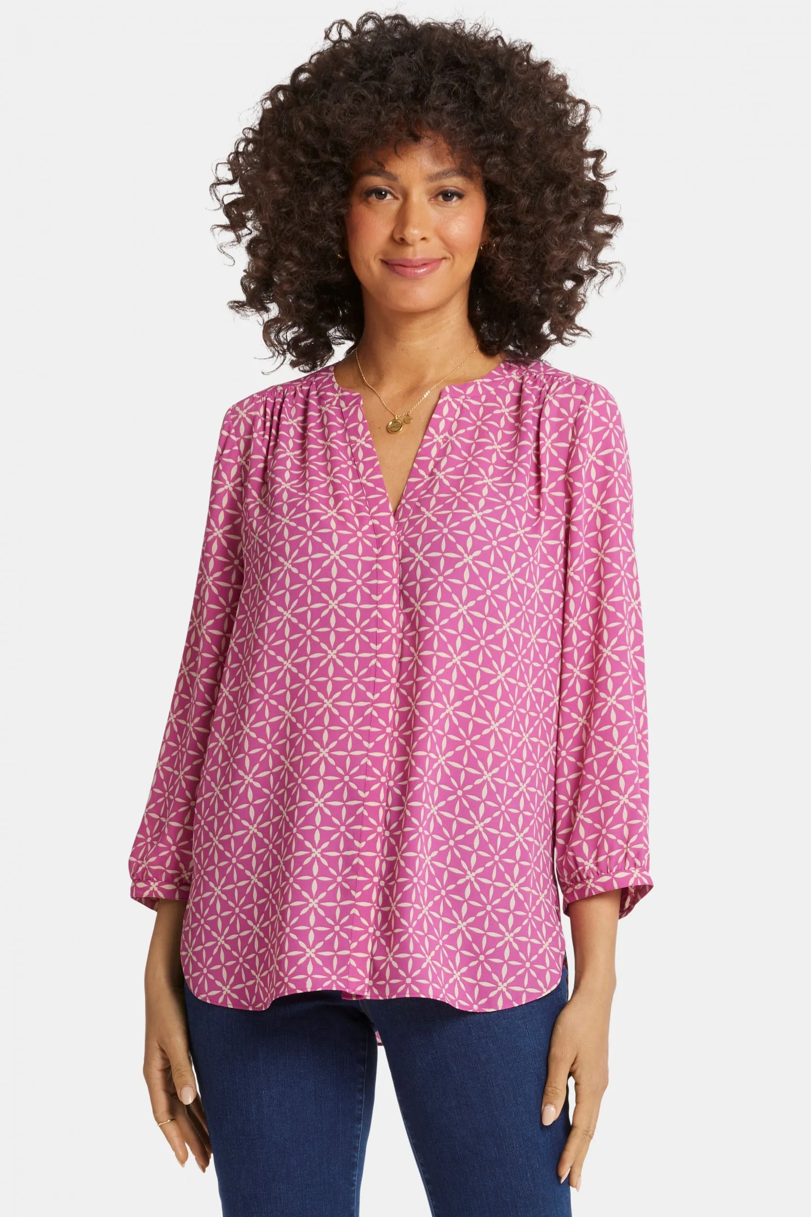 Pintuck Blouse Grafische Print | Micah