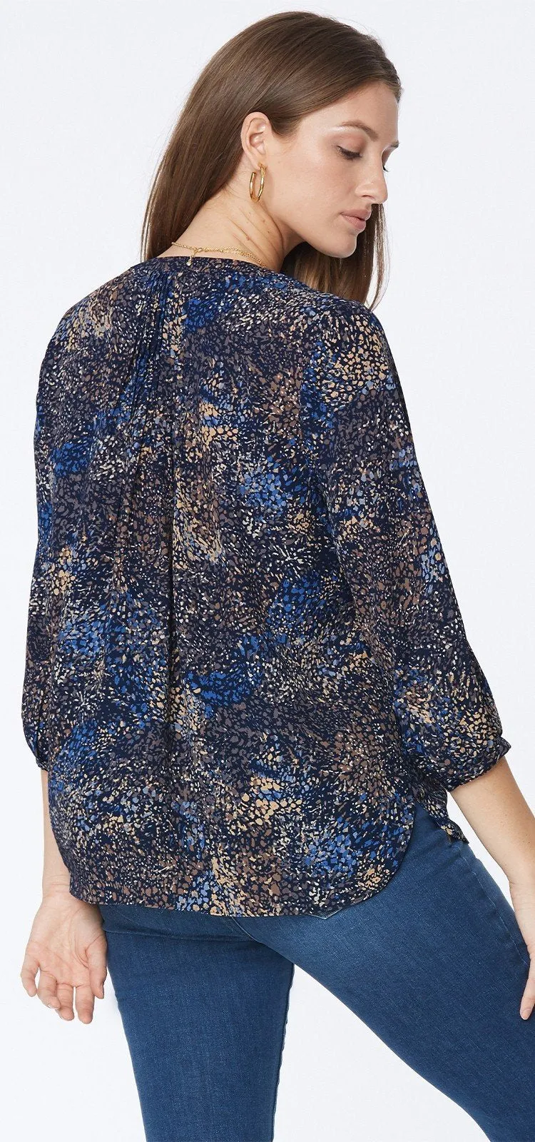 Pintuck Blouse Meerkleurige Print | Goleta Grove