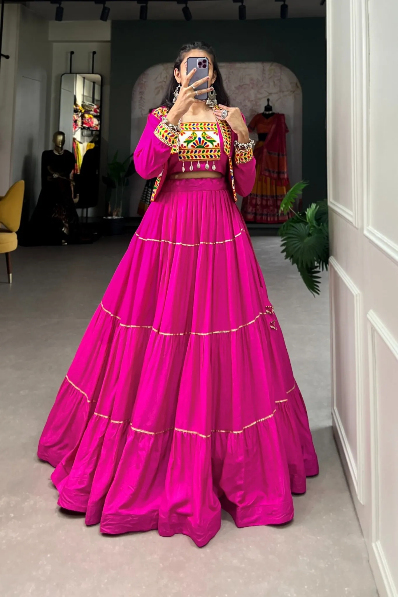 Pure Rayon Embroidered Gamthi Work Navratri Special Lehenga Choli