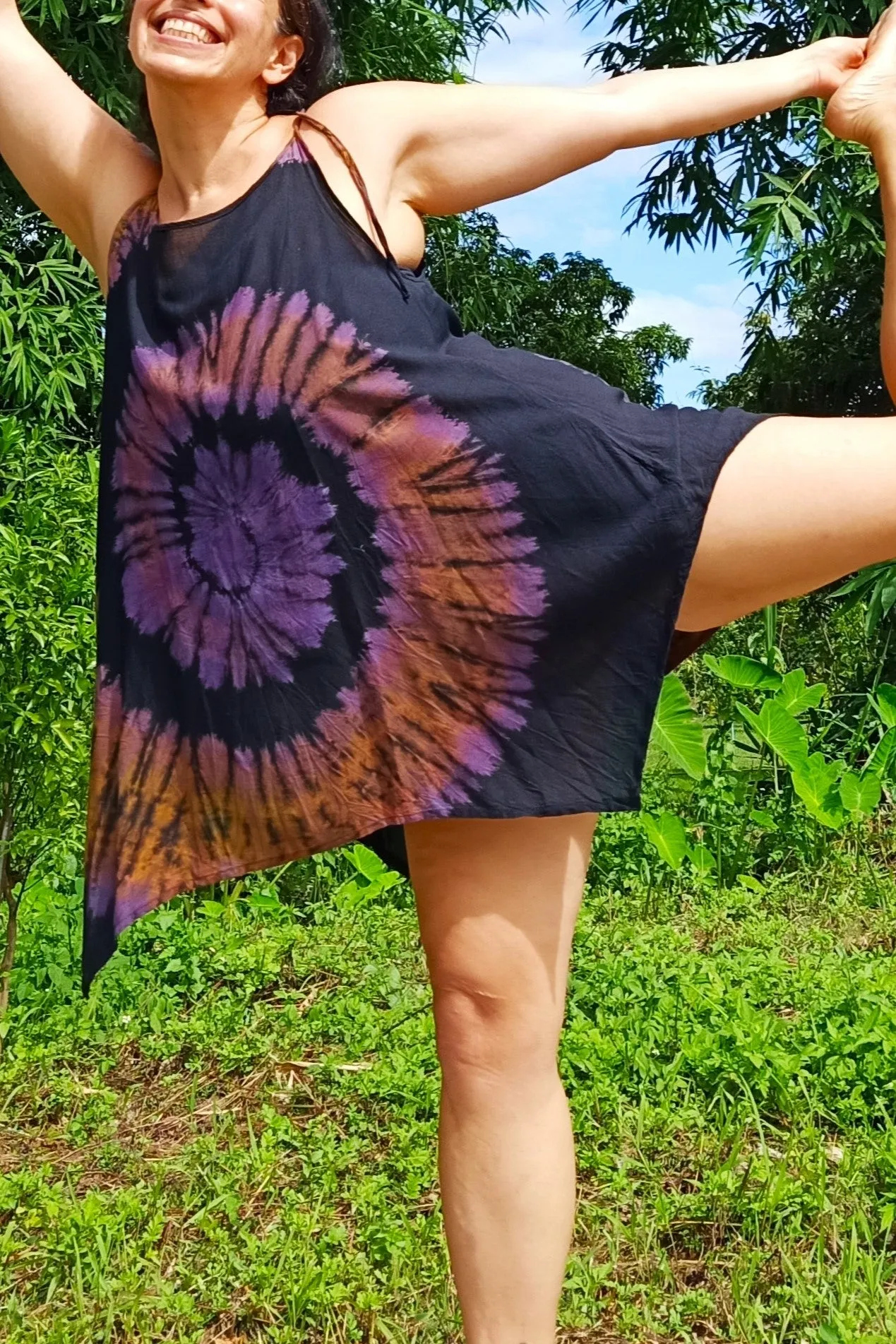 Purple Swirl Tie Strap Sundress