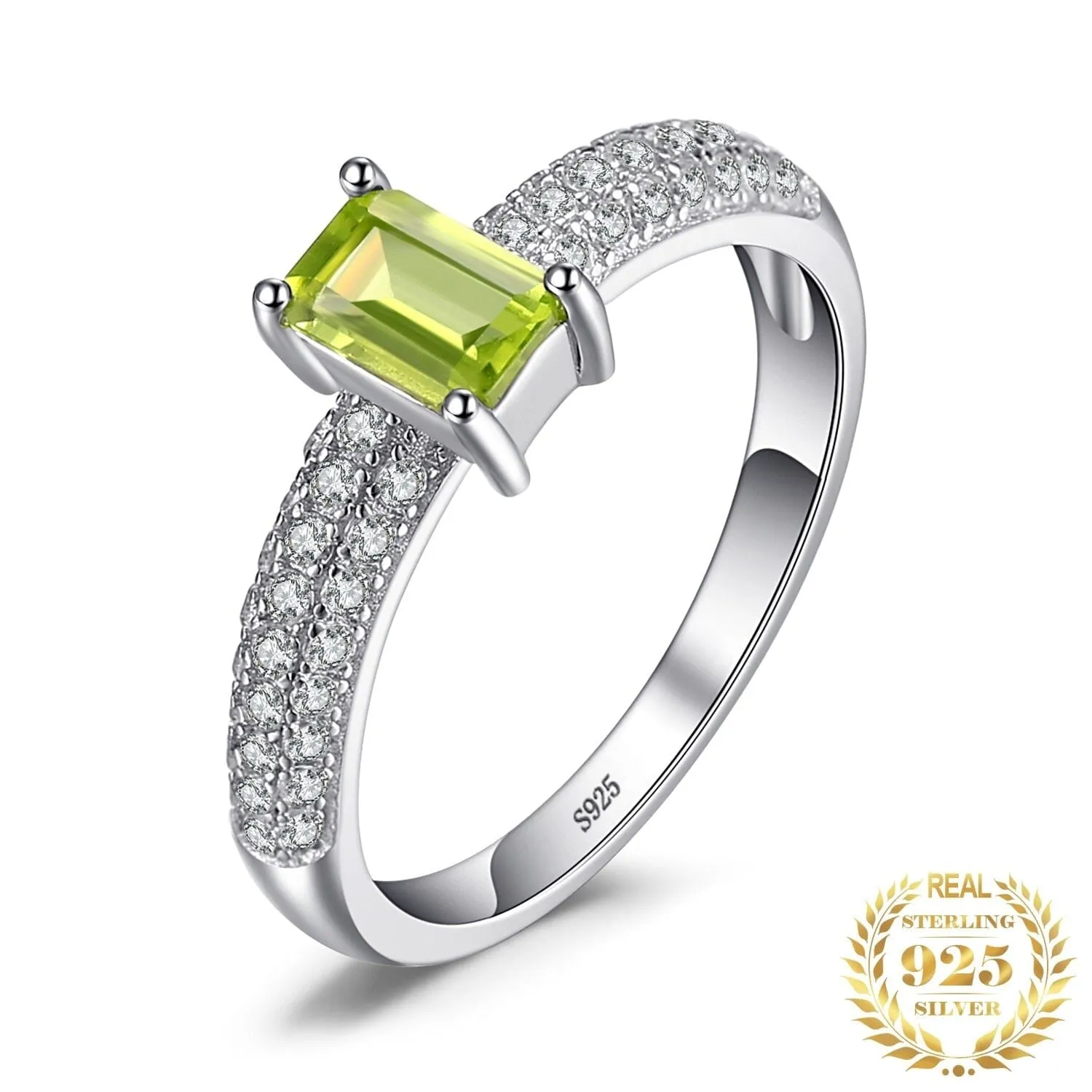 Simple Elegant Peridot Solitaire Ring - 925 Sterling Silver