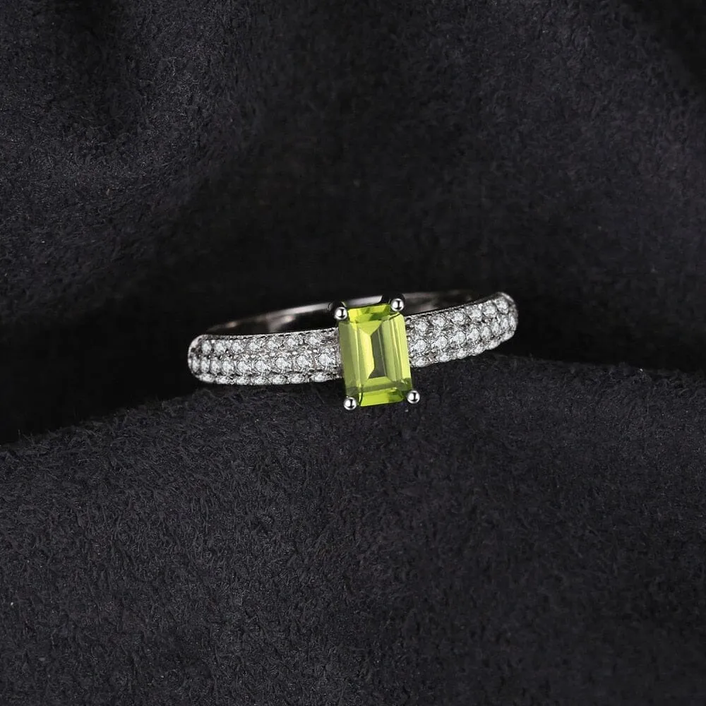 Simple Elegant Peridot Solitaire Ring - 925 Sterling Silver