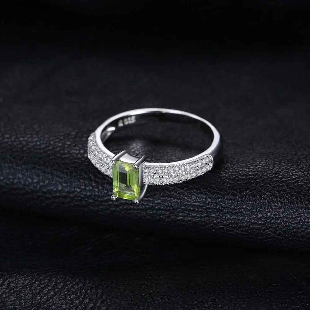 Simple Elegant Peridot Solitaire Ring - 925 Sterling Silver